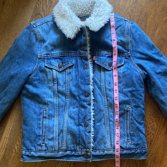 Levi’s Sherpa Jean Jacket Faux Fur faux Sherpa lined trucker denim jacket - Picture 6 of 9